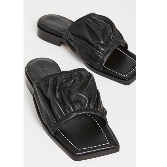 Wandler Shoes - Wandler Mila Puffy Lambskin Flat Sandals Mule Slip-On Black Color Size 38 US 8.5
